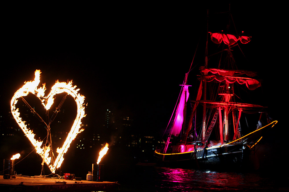 Sydney Vivid Light Festival - Fire Water Sydney Cove Tall Ship